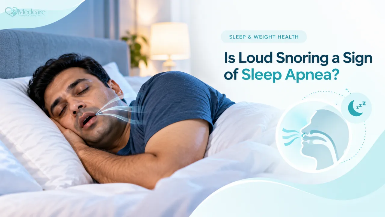 An Indian woman awake in bed covering her ears with a pillow while her husband sleeps